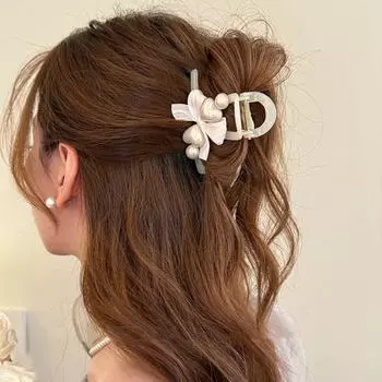 Держатель для хвоста, бант, коготь, Coth, крест, коготь, элегантный, средний, акула, зажим, задняя часть головы белый