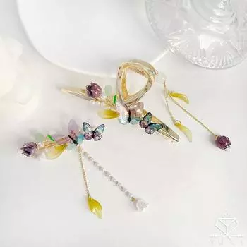 Держатель для хвоста, жемчужная палочка для волос в корейском стиле, заколка-бабочка, краб, заколка для волос, аксессуары для волос A