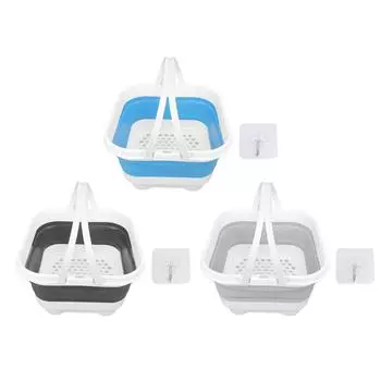 Держатель для игрушек для ванной со съемным основанием, быстрый слив, сушка, большая вместимость, симпатичный складной держатель для игрушек для ванной White+Blue