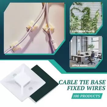 Держатель для кабельных стяжек, самоклеящийся держатель на присоске, органайзер для хранения проводов, пряжка без гвоздей, 100 шт. One Size белый