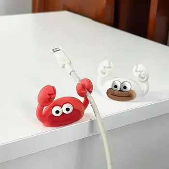 Держатель для кабеля в виде мультяшного краба, настольный держатель для органайзера проводов, самоклеящаяся подставка для проводов, креативный зажим для управления кабелем передачи данных A5