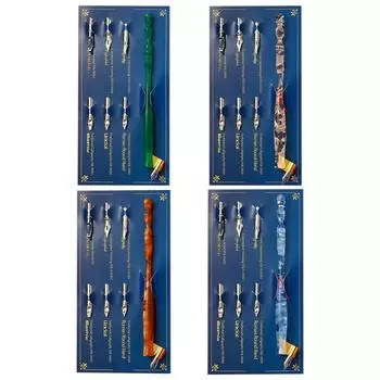 Держатель для каллиграфии в стиле ретро-манга + 6 перьев для рисования надписей и рисования коричневый