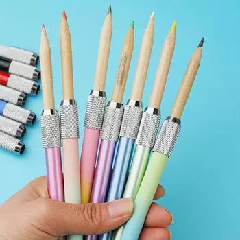 Держатель для карандашей, инструмент для письма, регулируемый, гладкий, удобная ручка, удлинитель для карандашей, держатель для ручек, школьные и офисные принадлежности розовый