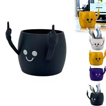 Держатель для карандашей на средний палец, настольный органайзер, забавная чашка для ручек, держатель для кистей для макияжа, уникальный настольный орган для творчества золотой