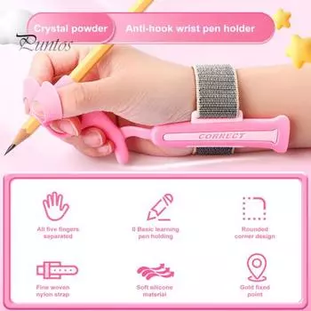 Держатель для карандашей, регулируемая длина, мягкий, удобный, эргономичный дизайн, инструмент для почерка для малышей, держатель для ручек розовый