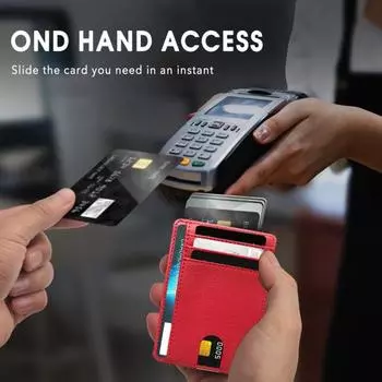 Держатель для карт 8 слотов чехол для студенческого удостоверения водонепроницаемый антимагнитный кошелек для мелочи красный