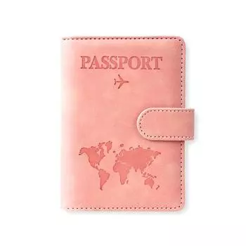 Держатель для карт и набор бирок для чемодана, кожаный чехол с французской биркой для багажа с RFID для путешествий розовый