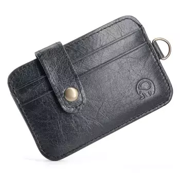 Держатель для карт из натуральной кожи Кошелек для кредитных карт Мини-тонкий кошелек для карт и держатели для удостоверений личности Мужской держатель для карт коричневый