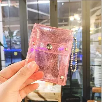 Держатель для карт из ПВХ, чехол для карт, портативная сумка для хранения монет для покупок на открытом воздухе, тип 5 розовый