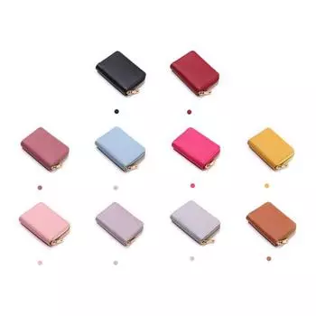 Держатель для карт, кошелек для монет, женская компактная сумка для нескольких карт, простая однотонная сумка красный