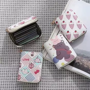 Держатель для карт с героями мультфильмов, милый женский кошелек на молнии, небольшой кошелек на молнии, держатель для карт для женщин 1