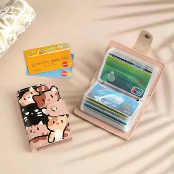 Держатель для карт с милым котом и принтом котенка, мини-кошелек большой емкости, мультидержатель для карт, маленький чехол для карт, рабочая сумка для хранения карточек кампуса