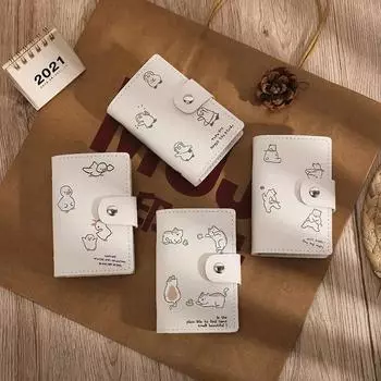 Держатель для карт с милым котом и принтом котенка, мини-кошелек большой емкости, держатель для нескольких карт, маленький чехол для карт, сумка для хранения кампусных карточек, рабочих удостоверений личности