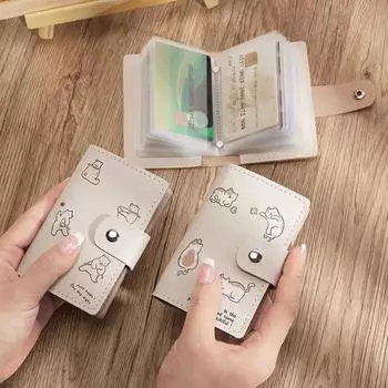 Держатель для карт с милым котом и принтом котенка, мини-кошелек большой емкости, держатель для нескольких карт, маленький чехол для карт, сумка для хранения кампусных карточек, рабочих удостоверений личности