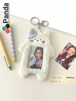 Держатель для карт Симпатичный плюшевый держатель для карт Подвеска для карты в стиле кампуса Сумка-подвеска One Size белый