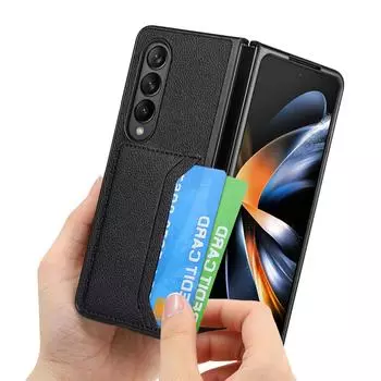 Держатель для карт, тонкий защитный модный кожаный чехол для Samsung Galaxy Z Fold 4 Fold3 Fold4 Fold2 Zfold4 Fold 3 2 5g, сумка для телефона for Samsung Z Fold 2 синий