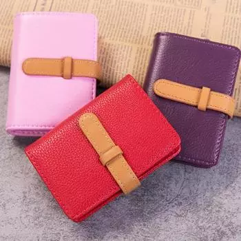 Держатель для карточек для мужчин и женщин, многосекционный чехол-кошелек из искусственной кожи на 26+ визиток, тонкий дизайн, удобный органайзер для карточек красный