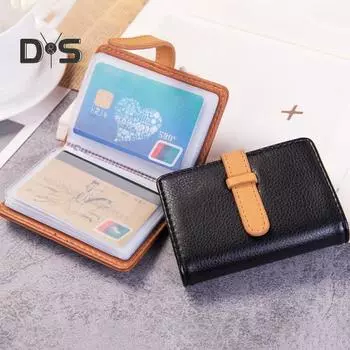 Держатель для карточек для мужчин и женщин, многосекционный чехол-кошелек из искусственной кожи на 26+ визиток, тонкий дизайн, удобный органайзер для карточек розы красного