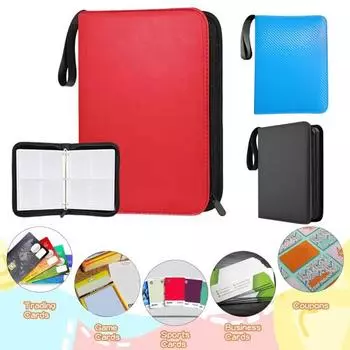 Держатель для карточек Game Collection Binder с большой вместимостью и несколькими отделениями, компактный дизайн, портативный органайзер для игровых карт с застежкой-молнией 4Grid синий