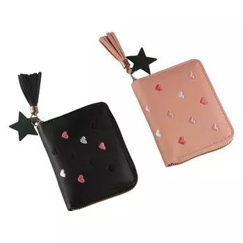 Держатель для карточек Кошелек для монет Зажим для денег С застежкой-молнией и кисточками Кошелек для монет Мини-кошелек для денег Сумки для денег Зажим для денег чёрный