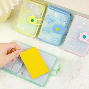 Держатель для карточек пылезащитный противоугонный портативный 20 карманов с рисунком фруктов и животных органайзер для визиток для улицы розовый