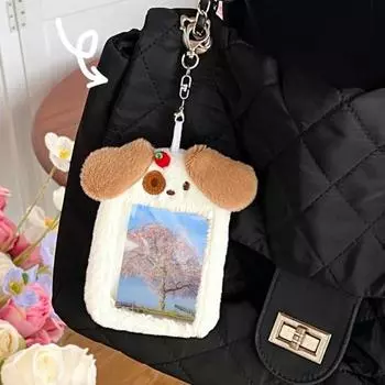 Держатель для карточек с животными, мягкий плюш, различные формы мультяшных животных, прозрачная защитная фотокарточка, идол, фото ID, рукав для кредитной карты белый