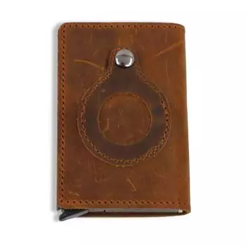 Держатель для карточек Защитный кожаный кредитный тонкий кассовый футляр Портативный брелок сумка Подарочный рабочий ключница Аксессуары коричневый
