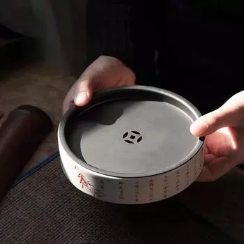 Держатель для кастрюли с жестяной крышкой, керамический держатель для воды, сухого заваривания, небольшой поднос для чая, старинный круглый поднос для чая ручной работы