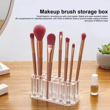 Держатель для кистей для макияжа, 26 отверстий, прозрачный органайзер для карандашей для бровей, косметический магазин, подставка для подводки глаз, туалетный столик, столешница для ванной комнаты, косметика чистый