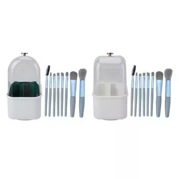 Держатель для кистей для макияжа из пластика большой емкости, вращающийся на 360°, изысканный с 8 кистями, косметическая кисть Org Green