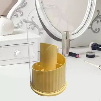 Держатель для кистей для макияжа многоцелевой вращающийся пылезащитный с крышкой органайзер для косметики коробка для хранения жёлтый