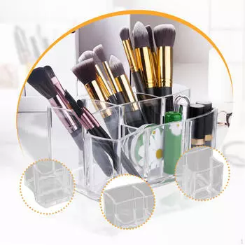Держатель для кистей для макияжа на 6 ячеек, прозрачный настольный органайзер, футляр для помады, дисплей для подводок для глаз