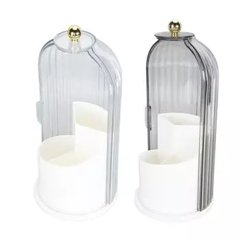 Держатель для кистей для макияжа с крышкой Прозрачный пыленепроницаемый вращающийся на 360 градусов органайзер для кистей для макияжа для V White Base with Clear Lid