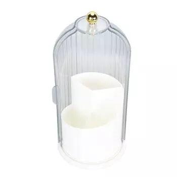 Держатель для кистей для макияжа с крышкой, прозрачный, пылезащитный, вращающийся на 360 градусов, органайзер для кистей для макияжа белый