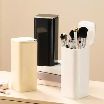 Держатель для кистей для макияжа с крышкой, большой емкости, пылезащитный, автоматический подъемный, для ванной комнаты, органайзер для косметики, ящик для хранения