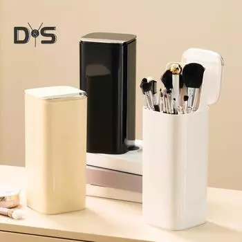 Держатель для кистей для макияжа с крышкой, большой емкости, пылезащитный, автоматический подъемный, для ванной комнаты, органайзер для косметики, ящик для хранения