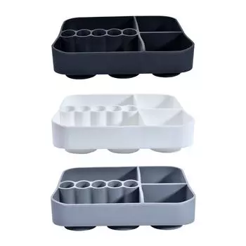 Держатель для кистей для макияжа, силиконовая подставка, настольный органайзер, универсальный для рисования, кисти для ручек, подводка для глаз, линейка для карандашей серый