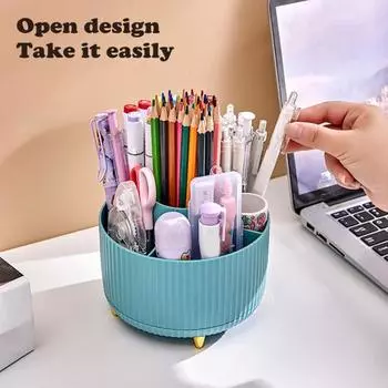 Держатель для кистей для макияжа Yousheng, большая вместимость, несколько отделений, вращающийся под разными углами, настольный органайзер для косметики бежевый