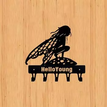 Держатель для ключей Garden Fairy Alette - стильный органайзер для ключей, шляп и пальто в гараже - прочный настенный декоративный крючок для домашнего декора чёрный