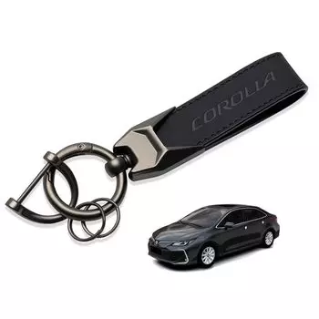 Держатель для ключей из натуральной кожи для автомобиля Corolla 210 Key Key Car Soft to the Black [MiJuduo] Series, кольцо, цепочка, логотип, антикоррозийный, тисненый, карабин, чёрный