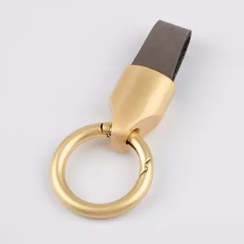 Держатель для ключей Кожаная цепочка для ключей Кольцо для ключей Круглая пряжка Индивидуальность Пряжка для ключей автомобиля Аксессуары для брелока Grey-Matte Gold