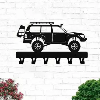 Держатель для ключей Настенная полка с крючками для автомобиля Мужская пещера Подарочный гараж Добавьте функциональности с этим мужским подарком Идеально подходит для организации гаража чёрный