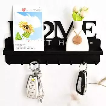 Держатель для ключей настенный полка для прихожей с крючками нержавеющая устойчивая к коррозии грузоподъемность 3 кг ключи 6pcs