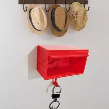 Держатель для ключей в гараже с открывающейся дверью, настенный органайзер для ключей, крючок, многоцелевой красный