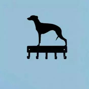 Держатель для ключей в виде собаки-уиппета, шестидюймовый металлический настенный художественный крючок, настенный художественный крючок для ключей в виде собаки-уиппета, шестидюймовый металлический крючок для ключей. светло-серый