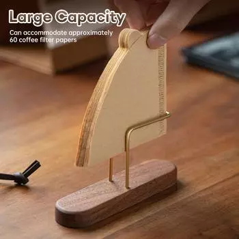 Держатель для кофейной бумаги из орехового дерева, подставка для кофейных принадлежностей, вместимость 60 шт., для хранения бумаги, V-образный диспенсер для кофейных фильтров