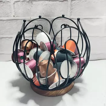 Держатель для кофейных капсул, контейнер для капсул, современный декор корзины, большая емкость Black