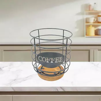 Держатель для кофейных капсул с деревянной основой, многоцелевой контейнер для хранения Black Small