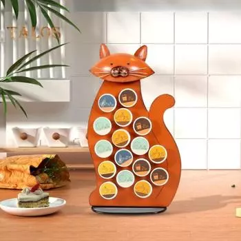 Держатель для кофейных капсул в форме кошки, органайзер для хранения, декоративный держатель для кофейных капсул большой емкости, украшение для столешницы оранжевый
