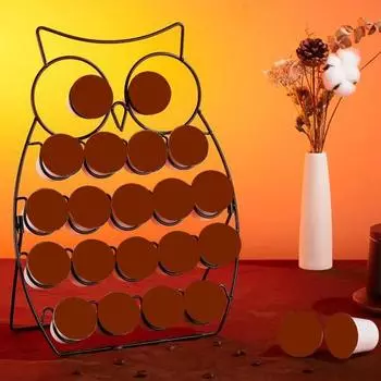 Держатель для кофейных капсул в форме совы, стойка для хранения, большая емкость, устойчивая к ржавчине, не требует установки чёрный